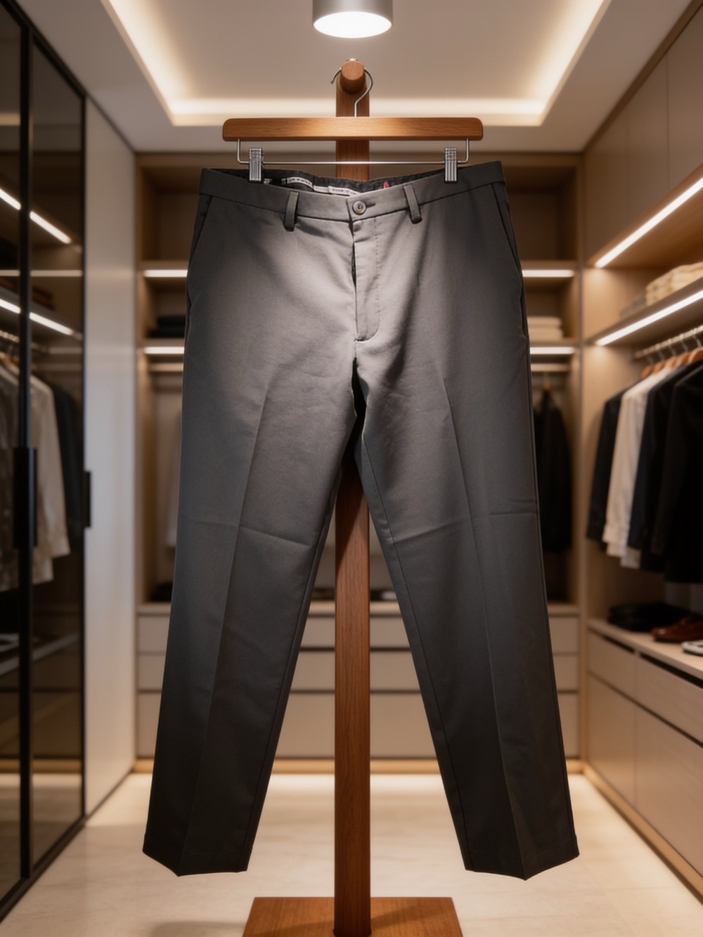 Men's Classic Fit Dress Pants - Cool Heather  Gray, Comfort 4-way Stretch